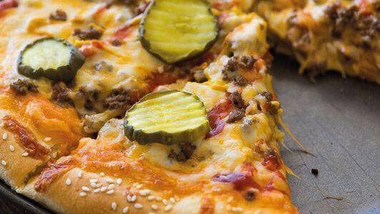 Cheeseburger Pizza with Gherkins - Desserts Delivery in Burradon NE23