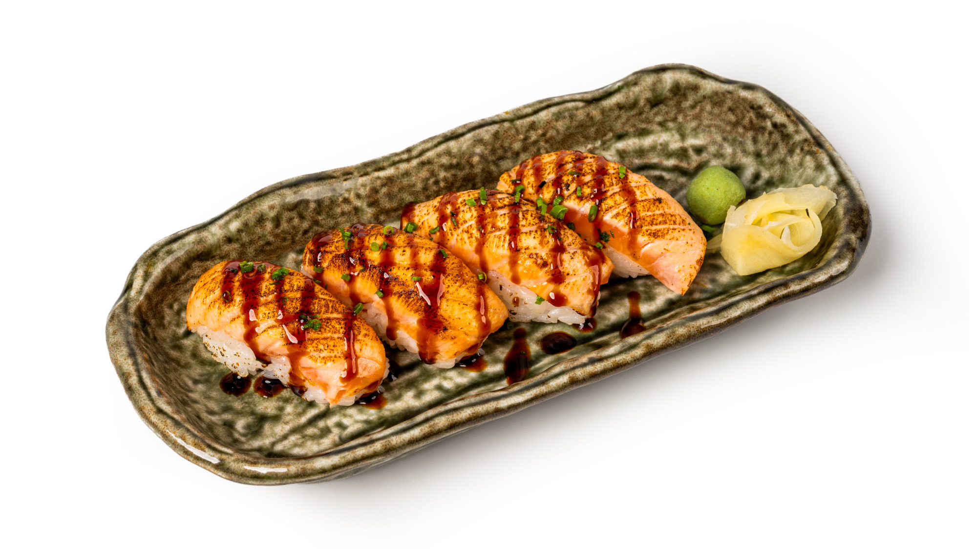 SHAKE YAKI SALMON NIGRI (4 Pcs) - Japanese Food Collection in West Kilburn W9